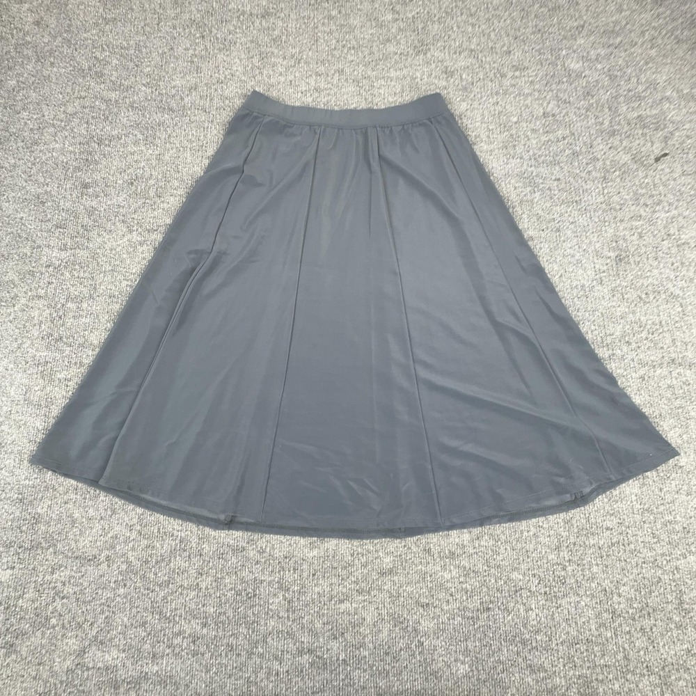 Susan Graver Skirt Womens Medium Gray Knit A-Line Midi Elastic Waist Pull On